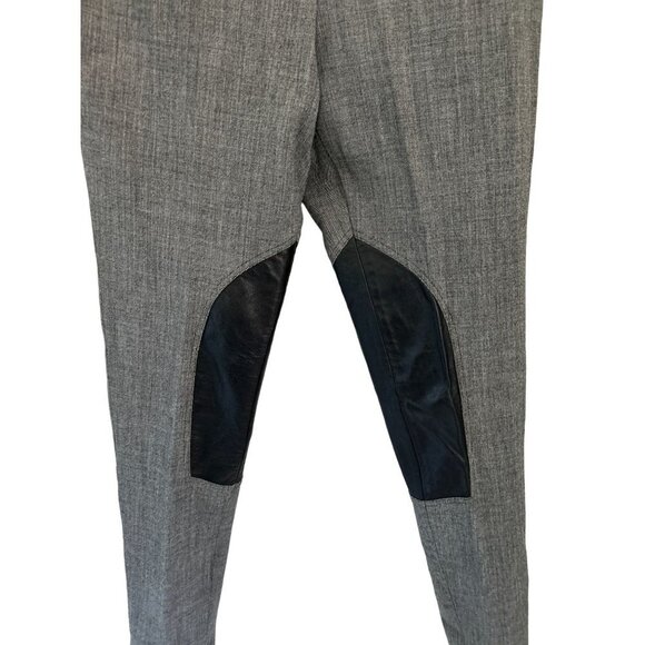 Made in Italy GILMAR Wool Riding Pants Grey High Rise Leather Inserts Size 42/6 - Picture 5 of 9